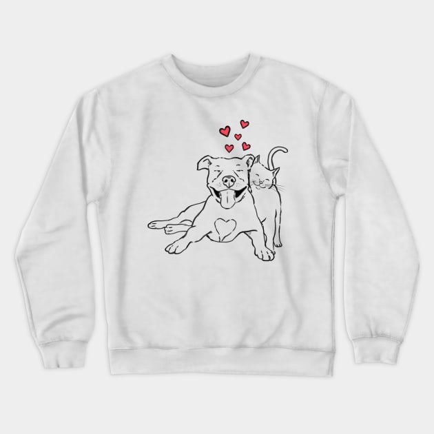 Pitties and Kitties Crewneck Sweatshirt by sockdogs